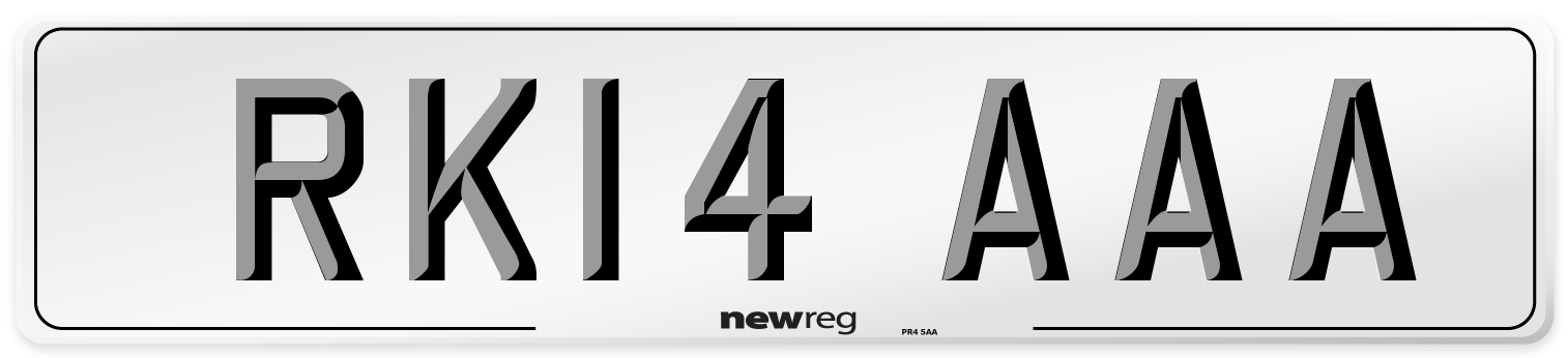 RK14 AAA Number Plate from New Reg